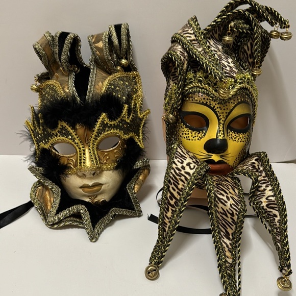 2 Vintage Elegant Venetian Masquerade Mask - Picture 2 of 15